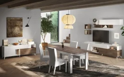 Tavolo allungabile 137/185x90cm bianco lucido rovere scuro Witty