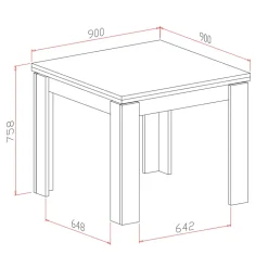 Tavolo allungabile 90x90cm moderno a libro bianco frassinato Calla