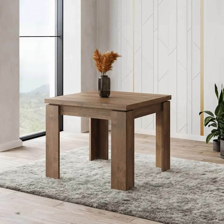 Tavolo allungabile 90x90cm moderno a libro noce Calla