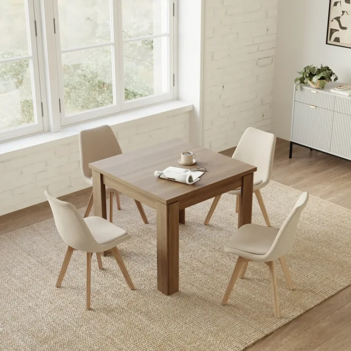Tavolo allungabile 90x90cm moderno a libro noce Calla