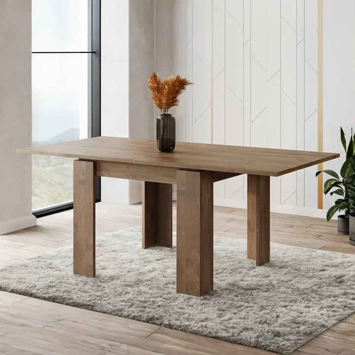 Tavolo allungabile 90x90cm moderno a libro noce Calla