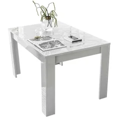 Tavolo 137/185cm allungabile bianco lucido con serigrafia Marvis