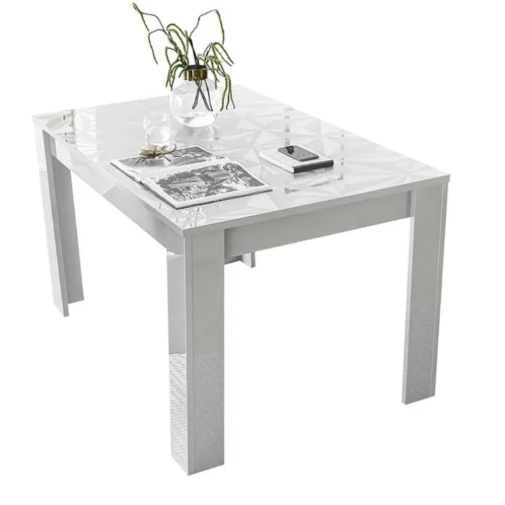 Tavolo 137/185cm allungabile bianco lucido con serigrafia Marvis