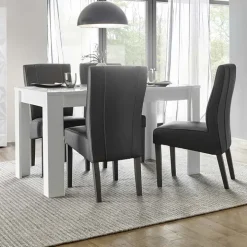 Tavolo 137/185cm allungabile bianco lucido con serigrafia Marvis
