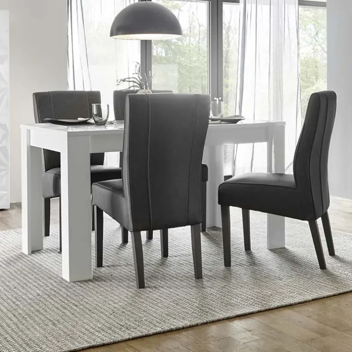 Tavolo 137/185cm allungabile bianco lucido con serigrafia Marvis