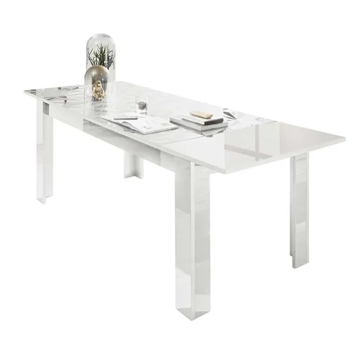 Tavolo 137/185cm allungabile bianco lucido con serigrafia Marvis