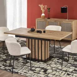 Tavolo 130/180cm allungabile da pranzo rovere chiaro nero Harbin