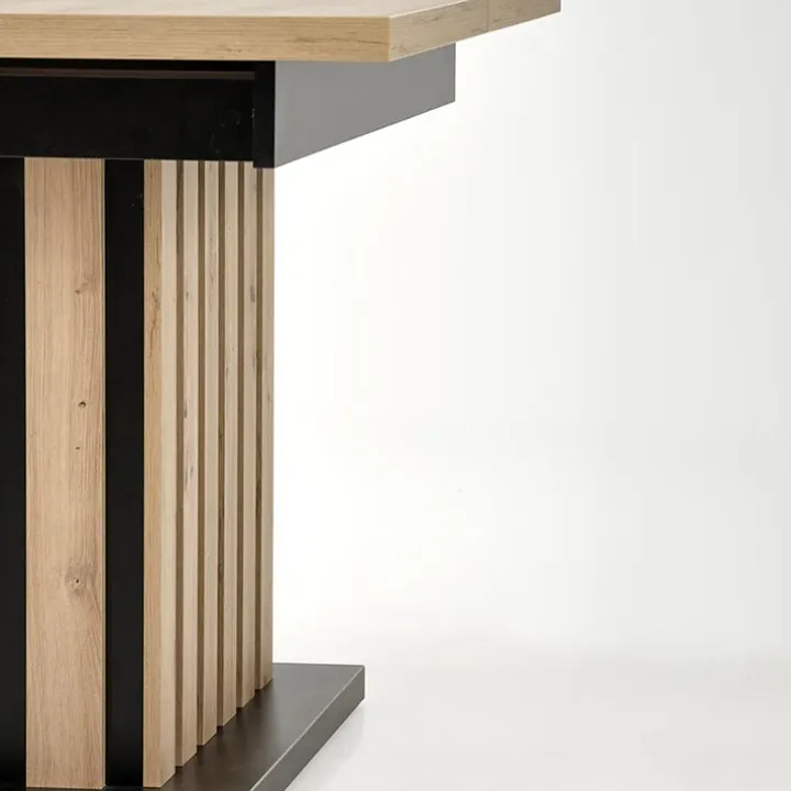 Tavolo 130/180cm allungabile da pranzo rovere chiaro nero Harbin