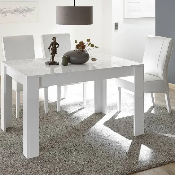 Tavolo 137/185cm allungabile da pranzo bianco laccato lucido Paradise