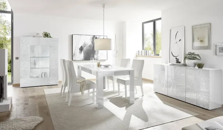 Tavolo 137/185cm allungabile da pranzo bianco laccato lucido Paradise