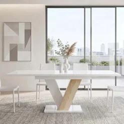 Tavolo 120/160cm allungabile moderno bianco rovere Coroline