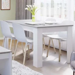 Tavolo 140/190cm allungabile moderno bianco opaco cemento Zander