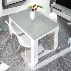 Tavolo 140/190cm allungabile moderno bianco opaco cemento Zander