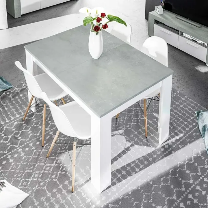 Tavolo 140/190cm allungabile moderno bianco opaco cemento Zander