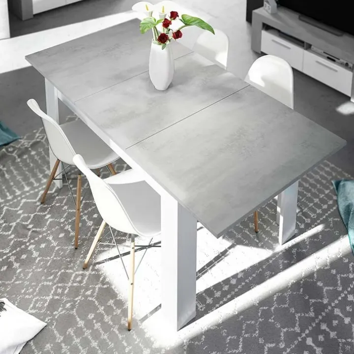 Tavolo 140/190cm allungabile moderno bianco opaco cemento Zander