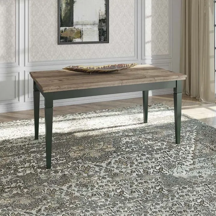 Tavolo 160/200/240cm allungabile moderno verde scuro quercia Texel