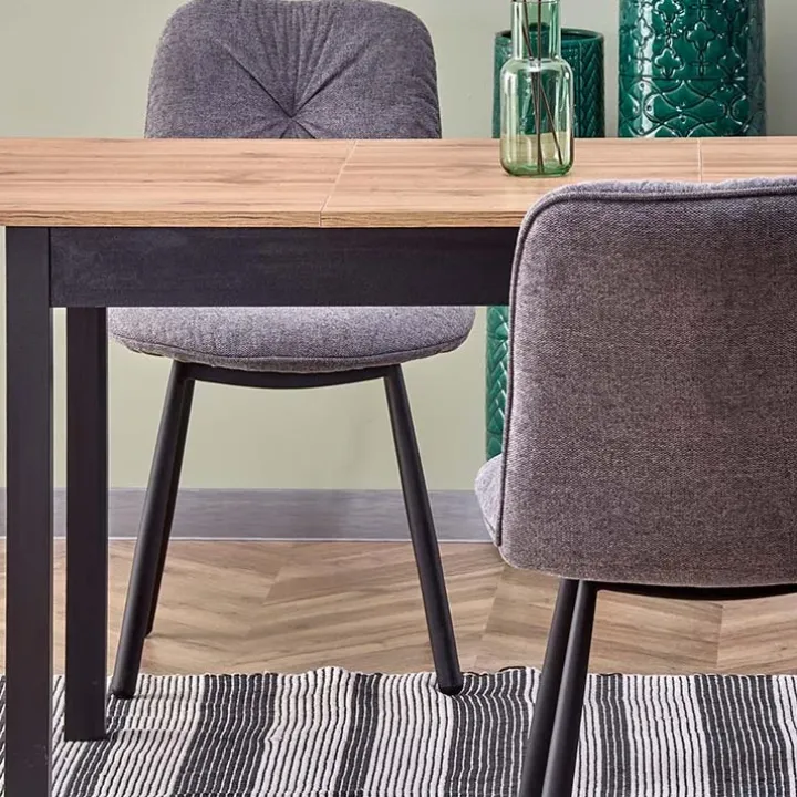 Tavolo 124/168cm allungabile moderno rovere wotan nero Sabo