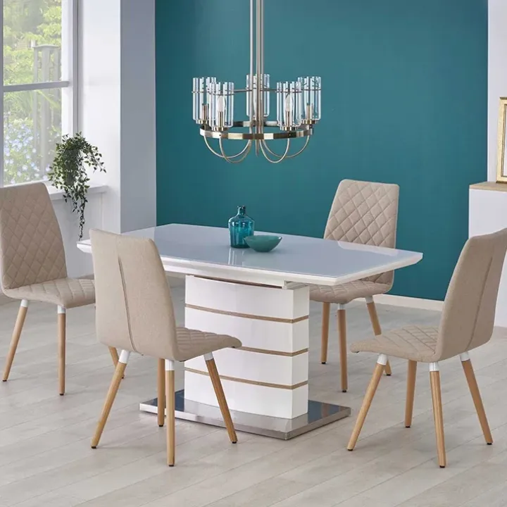 Tavolo 140/180cm allungabile moderno bianco lucido quercia Driade