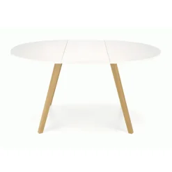 Tavolo 102/142cm allungabile rotondo bianco opaco rovere Medina