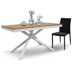 Tavolo 140/200 cm allungabile rovere rustico metallo bianco Velvet