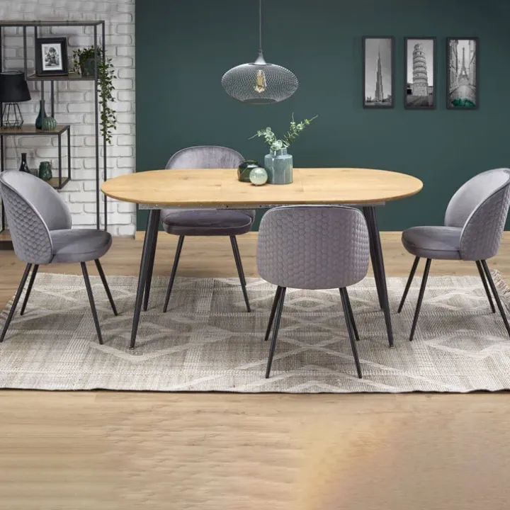 Tavolo 120/160cm allungabile rovere naturale nero Oreon