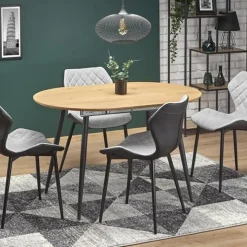 Tavolo 120/160cm allungabile rovere naturale nero Oreon