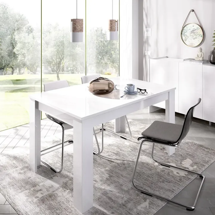 Tavolo 140/190cm da pranzo allungabile bianco lucido Afrodite