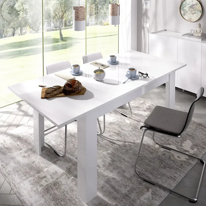 Tavolo 140/190cm da pranzo allungabile bianco lucido Afrodite