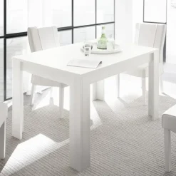 Tavolo 137/185cm da pranzo allungabile moderno bianco opaco Deluxe Halston