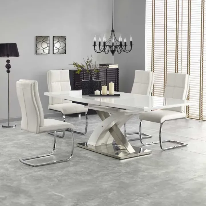 Tavolo 160/220cm in vetro allungabile bianco lucido Iride Gihome®