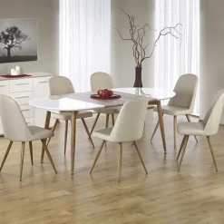 Tavolo 120/200cm ovale allungabile bianco rovere miele Papiro Gihome®
