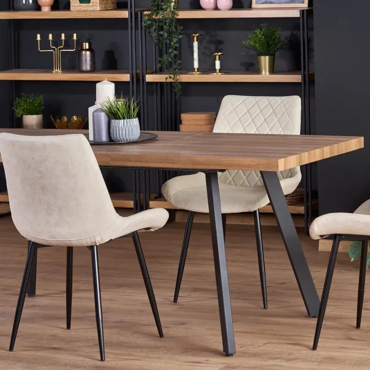 Tavolo 140/180cm rettangolare allungabile noce miele nero Meja