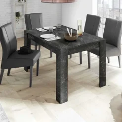 Tavolo 137/185cm rettangolare allungabile moderno effetto marmo nero Viking