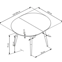 Tavolo 120/200cm rotondo ovale bianco rovere sanremo Papiro Gihome®