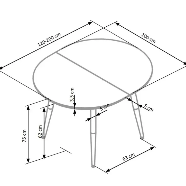 Tavolo 120/200cm rotondo ovale bianco rovere sanremo Papiro Gihome®