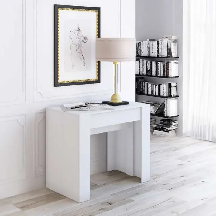 Tavolo consolle allungabile 52/238cm moderno nobilitato bianco opaco Virginia