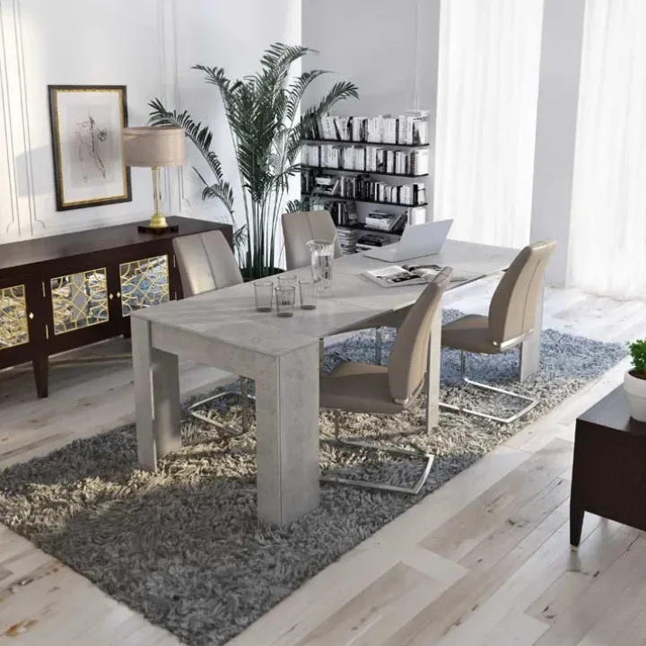 Tavolo consolle allungabile 52/238cm moderno nobilitato grigio cemento Virginia