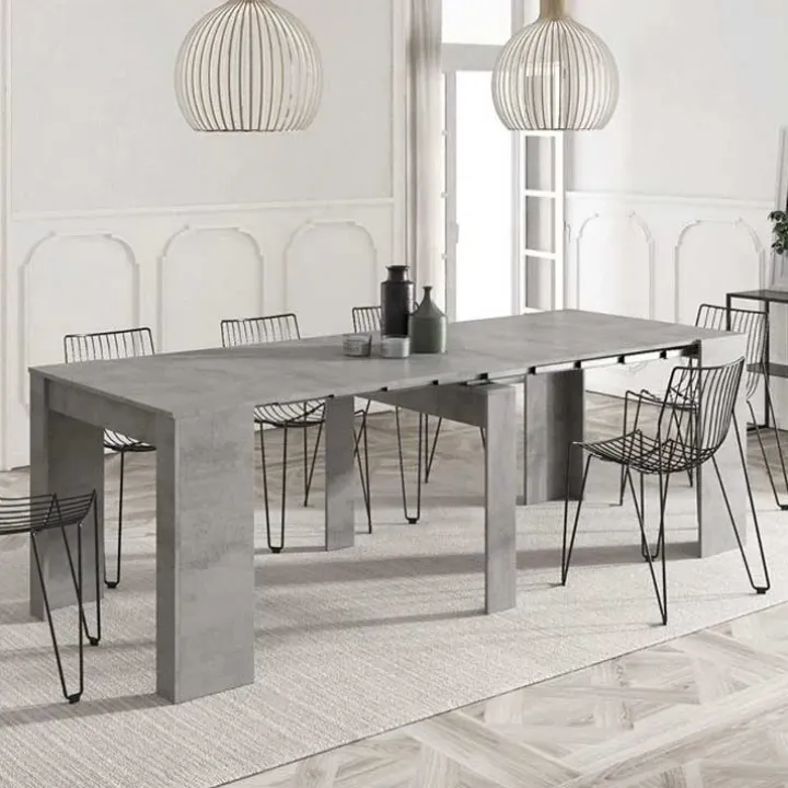Tavolo consolle allungabile 52/238cm moderno nobilitato grigio cemento Virginia