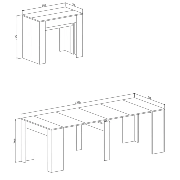 Tavolo consolle allungabile 52/238cm moderno nobilitato ossido Virginia