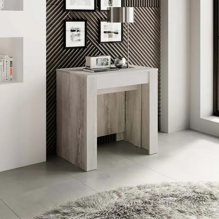 Tavolo consolle allungabile 54/252cm moderno bianco frassinato Violette