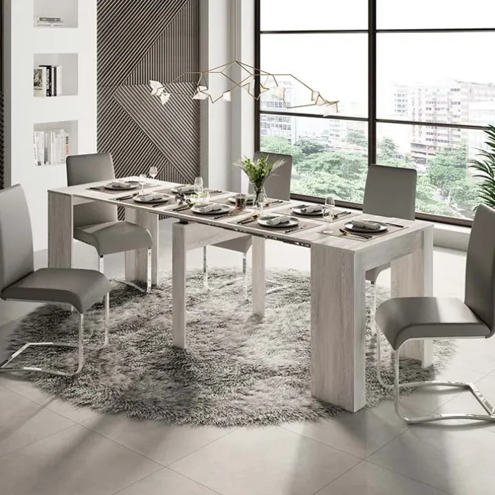 Tavolo consolle allungabile 54/252cm moderno bianco frassinato Violette