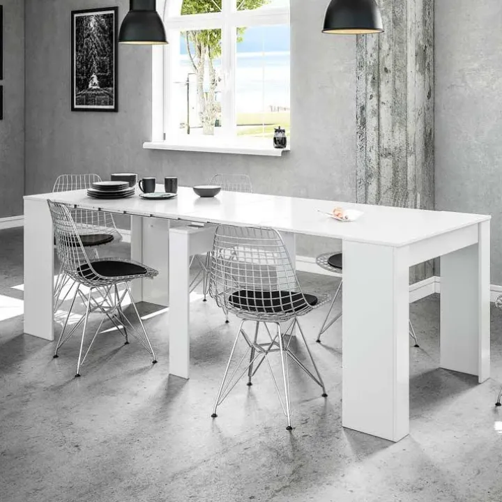 Tavolo consolle allungabile 51/237cm bianco lucido Asia Gihome®