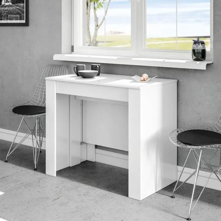 Tavolo consolle allungabile 51/237cm bianco lucido Asia Gihome®