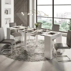 Tavolo consolle allungabile 54/252cm moderno bianco lucido Violette