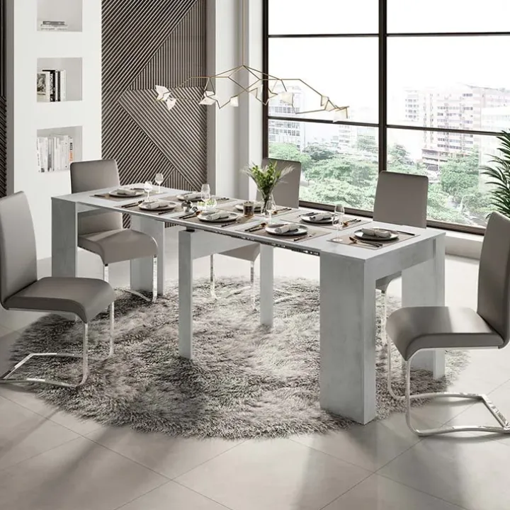Tavolo consolle allungabile moderno 54/252cm grigio cemento Violette