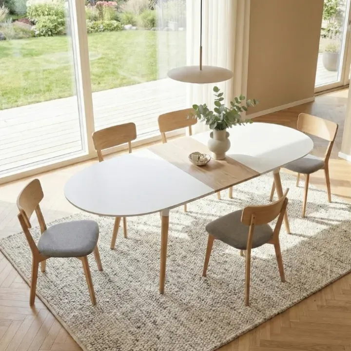 Tavolo da pranzo allungabile 160/200cm bianco opaco rovere Giove Gihome®