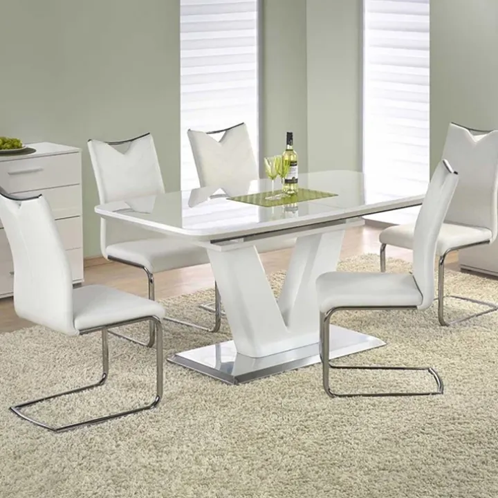 Tavolo da pranzo allungabile 160/220cm bianco lucido Gerbera Gihome®