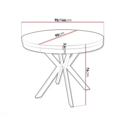 Tavolo da pranzo allungabile 90/166 cm rotondo beige cashmere nero Vortex