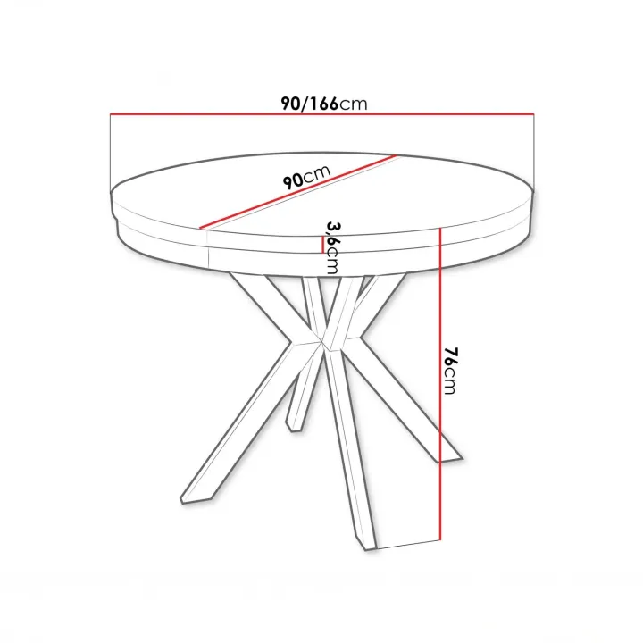 Tavolo da pranzo allungabile 90/166 cm rotondo nero Vortex