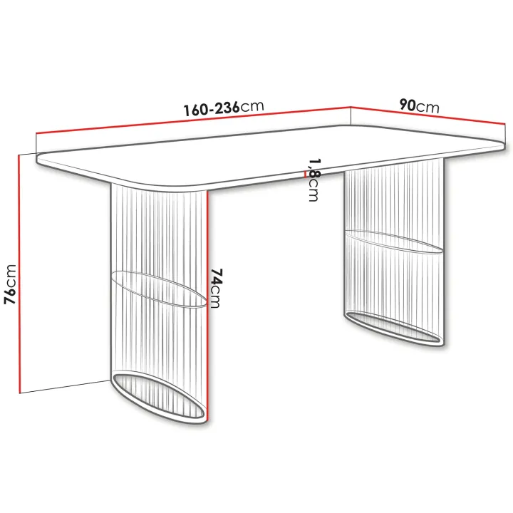 Tavolo da pranzo allungabile 160/236x90 cm industrial nero metallo nero Hexa